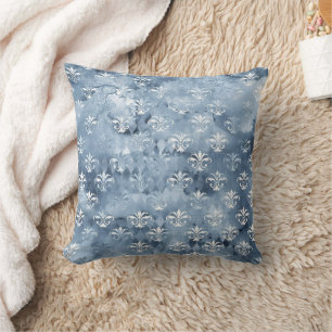 Coussin Fleur de Lis - Bleu Vintage