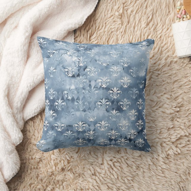 Coussin Fleur de Lis - Bleu Vintage (Couverture)