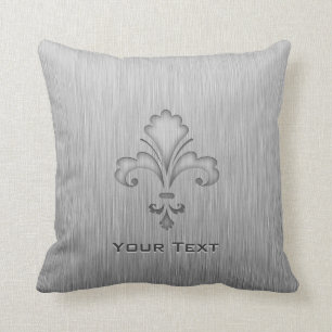 Coussin Fleur de lis ; Métal-regard balayé