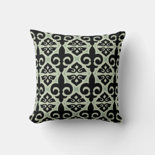 Coussin Fleur de Lis Motif noir et vert