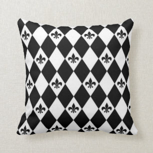 Coussin Fleur de lis noir et blanc Cushion