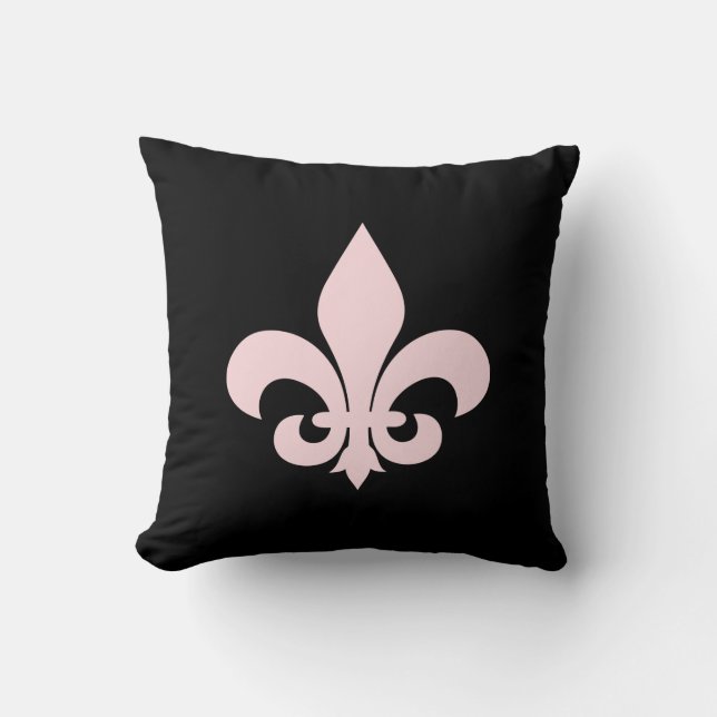 Coussin Fleur de Lis noir et rose (Recto)