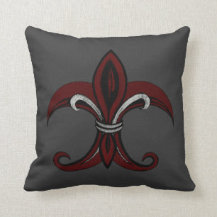Coussin Fleur de Lis Rouge/Argent