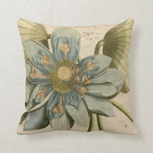 Coussin Fleur de Lotus bleu sur l'arrière - plan bronzage