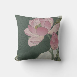 Coussin Fleur de lotus épanouie par Ohara Koson