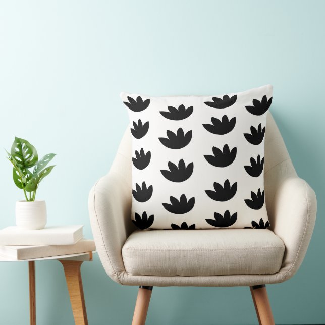 Coussin Fleur de lotus noir (Chaise)