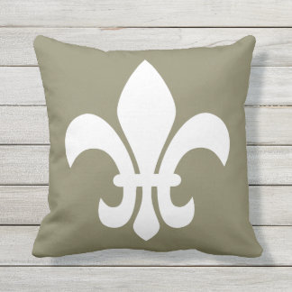 Coussin Fleur de Lys Blanc Votre Choix Couleur Arrière - p