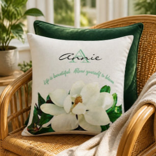 Coussin Fleur de Magnolia   La vie est belle Personnalisé