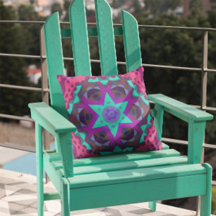 Coussin Fleur de Mandala bleu violet et rose