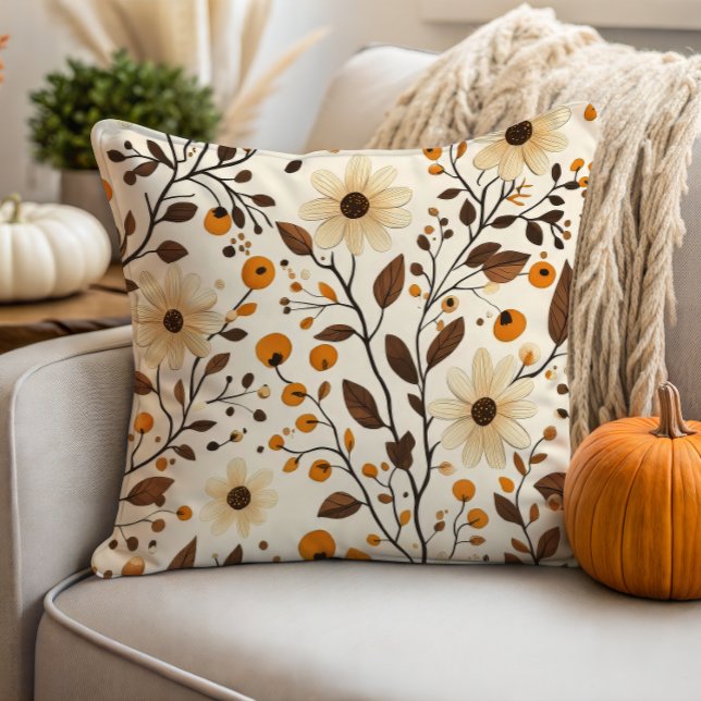 Coussin Fleur de marguerite à crème automnale (Créateur téléchargé)