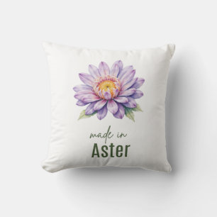 Coussin Fleur de naissance d'aster de septembre à plat mer