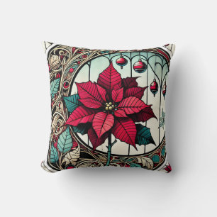 Coussin Fleur de Noël Poinsettia