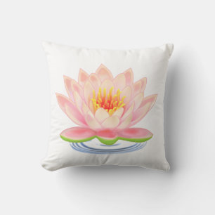 Coussin Fleur de Nymphéa Rose sur Fond Blanc