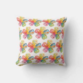 Coussin Fleur de point coloré aquarelle
