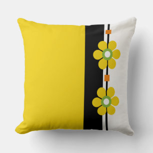 Coussin Fleur de pouvoir moderne du milieu du siècle jaune