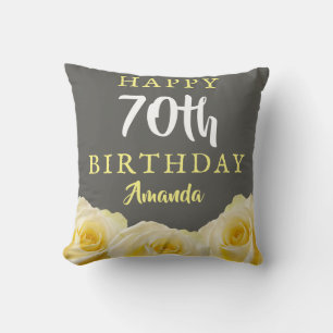Coussin Fleur de rose jaune 70e anniversaire