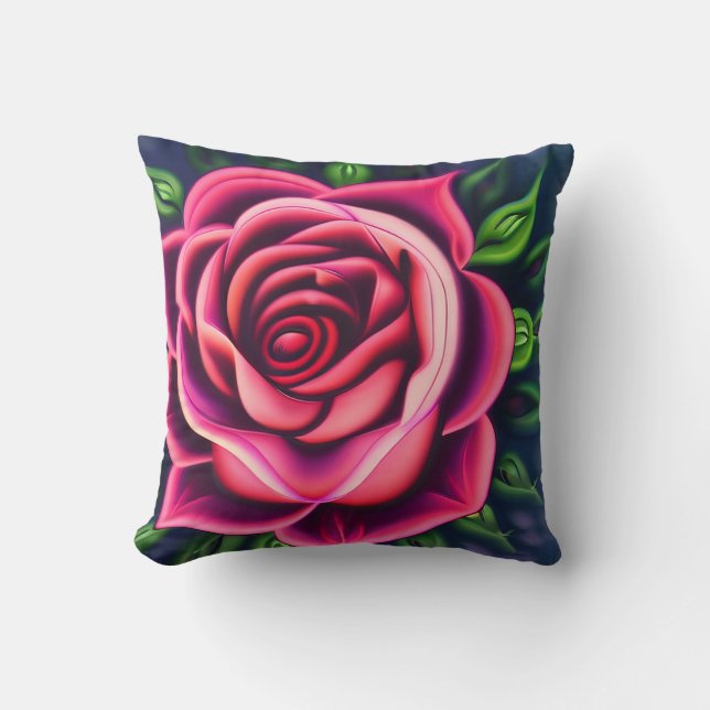Coussin Fleur de rose rose romantique Abstraite (Recto)