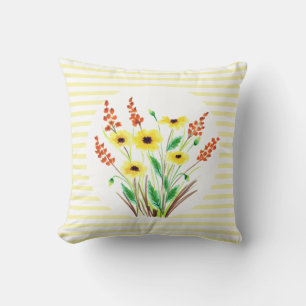 Coussin Fleur de Rudbeckia à œil noir aquarelle Carré
