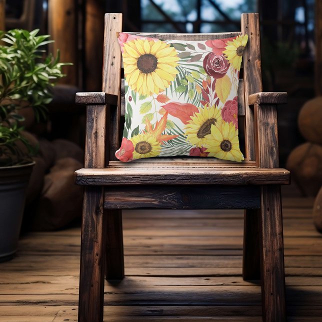 Coussin Fleur de tournesol et marron Rose (Créateur téléchargé)