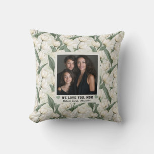 Coussin Fleur de Tulipe Photo d'anniversaire de maman