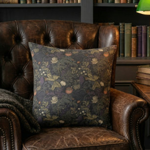 Coussin Fleur de William Morris sombre et vintage