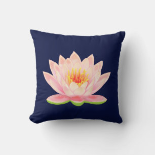 Coussin Fleur d'eau rose bleu marine
