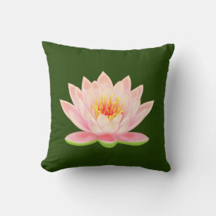 Coussin Fleur d'eau rose sur le vert de la forêt