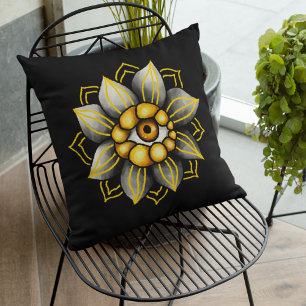 Coussin Fleur des yeux en noir et jaune - Halloween amusan