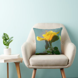 Coussin Fleur d'Hibiscus jaune