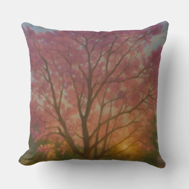 Coussin Fleur d'or - Peinture de jardin couché de soleil (Recto)