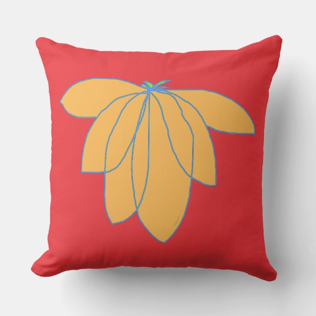 Coussin Fleur dorée sur fond rouge (Recto)