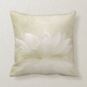 Coussin Fleur douce élégante de Lotus blanc/lis
