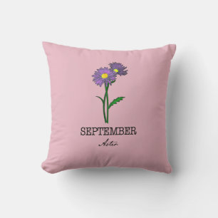 Coussin Fleur du mois de naissance Septembre Aster