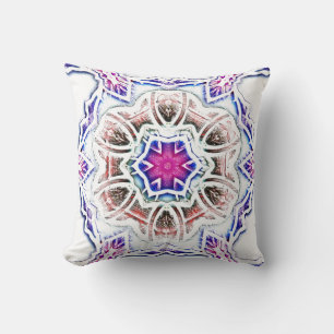 Coussin Fleur en texture plâtre, ombre douce sur blanc