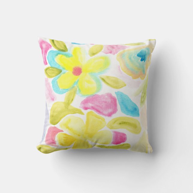 Coussin fleur et feuilles peints (Recto)