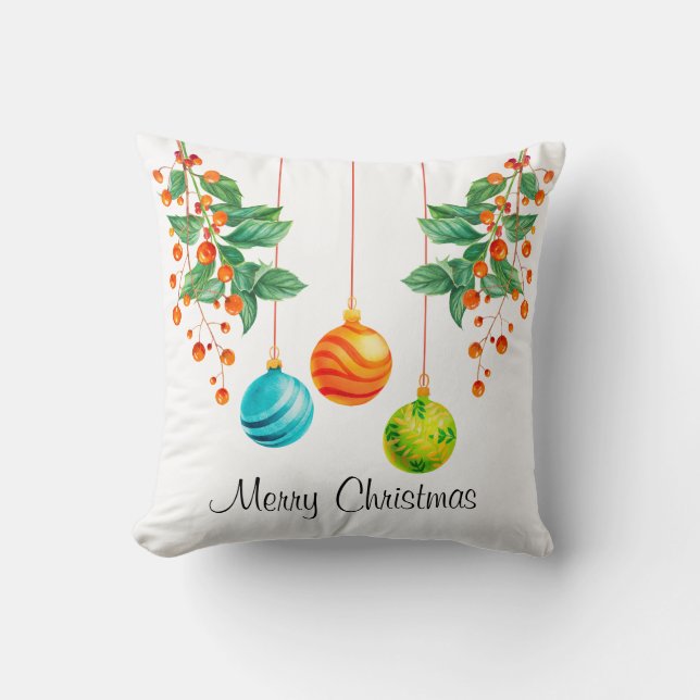 Coussin Fleur Et Ornements De Noël (Recto)