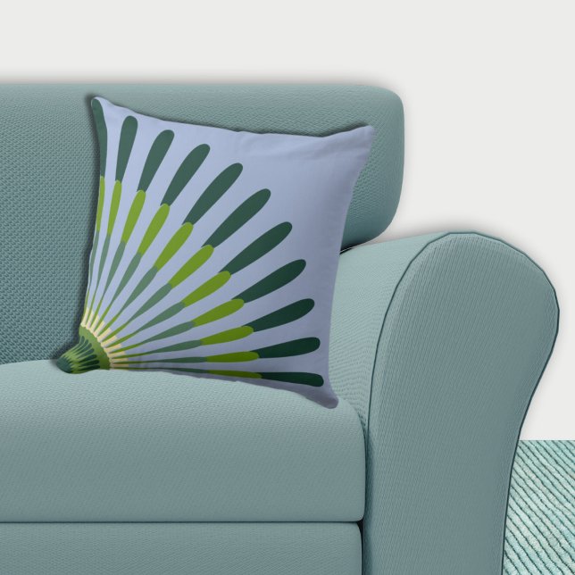 Coussin Fleur étoile éthique bleue et verte quart (Ethnic Blue and Green Quarter Star Flower Throw Pillow)