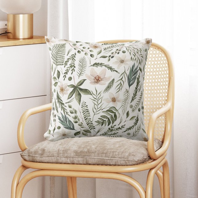 Coussin Fleur Folithe Aquarelle sans fil motif floral (In situIn situ)