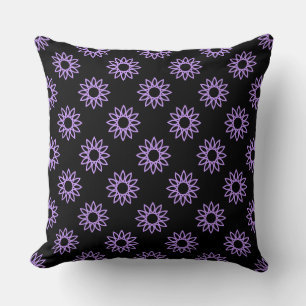 Coussin Fleur géométrique 01 - Pâques violet sur noir