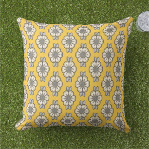 Coussin Fleur jaune et grise moderne 