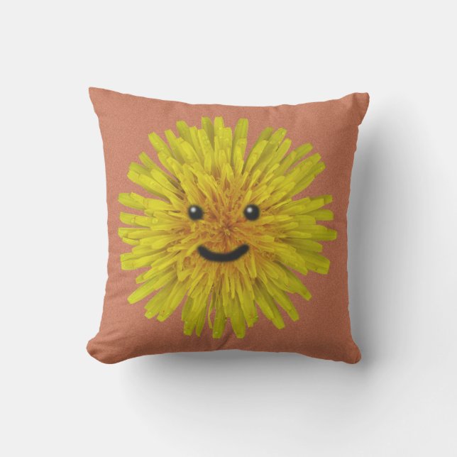 Coussin Fleur jaune heureuse 2 de pissenlit de jardin dans (Recto)