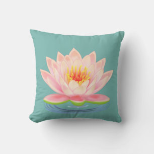 Coussin Fleur Lily d'eau rose Turquoise