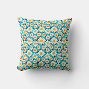 Coussin Fleur marguerite blanche et orange sans couleur