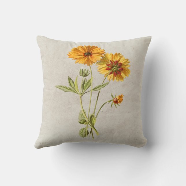 Coussin Fleur minimaliste Jaune (Verso)