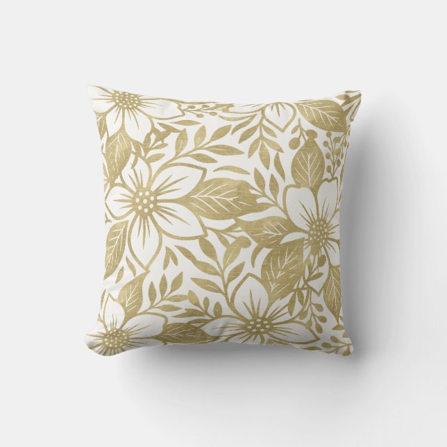 Coussin Fleur Moderne Dorée en Fleur (Recto)