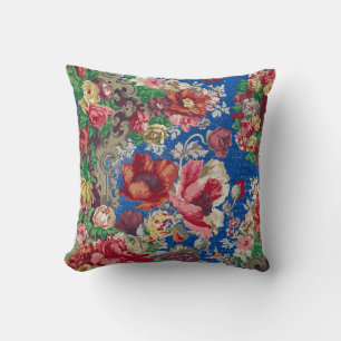 Coussin Fleur Motif du XIXe siècle Antique Blue Chintz