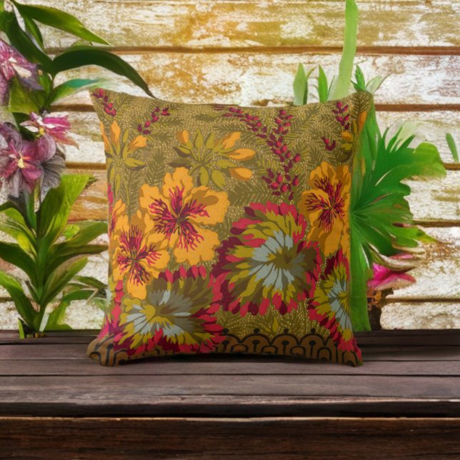 Coussin Fleur Nasturtiums Berries Décor de maison (Créateur téléchargé)