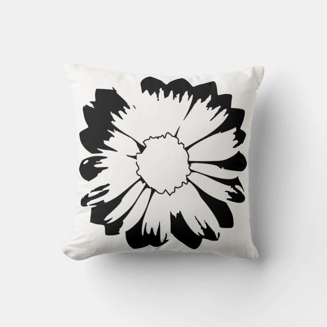 Coussin Fleur noir et blanc (Recto)