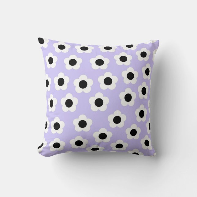 Coussin Fleur noire et blanche mignonne avec Arrière - pla (Recto)