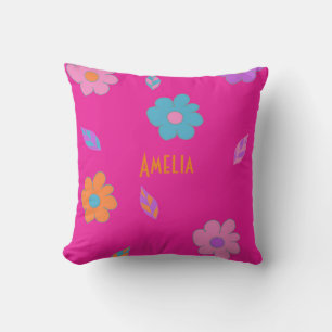 Coussin Fleur Retro de filles jolies et colorées
